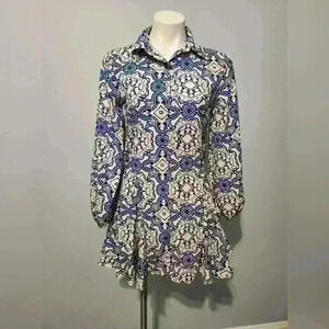 Blue and white short dress